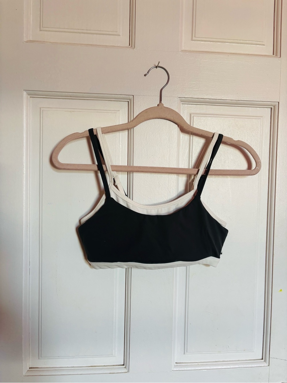 Dark green & White Double Layer Sports Bra